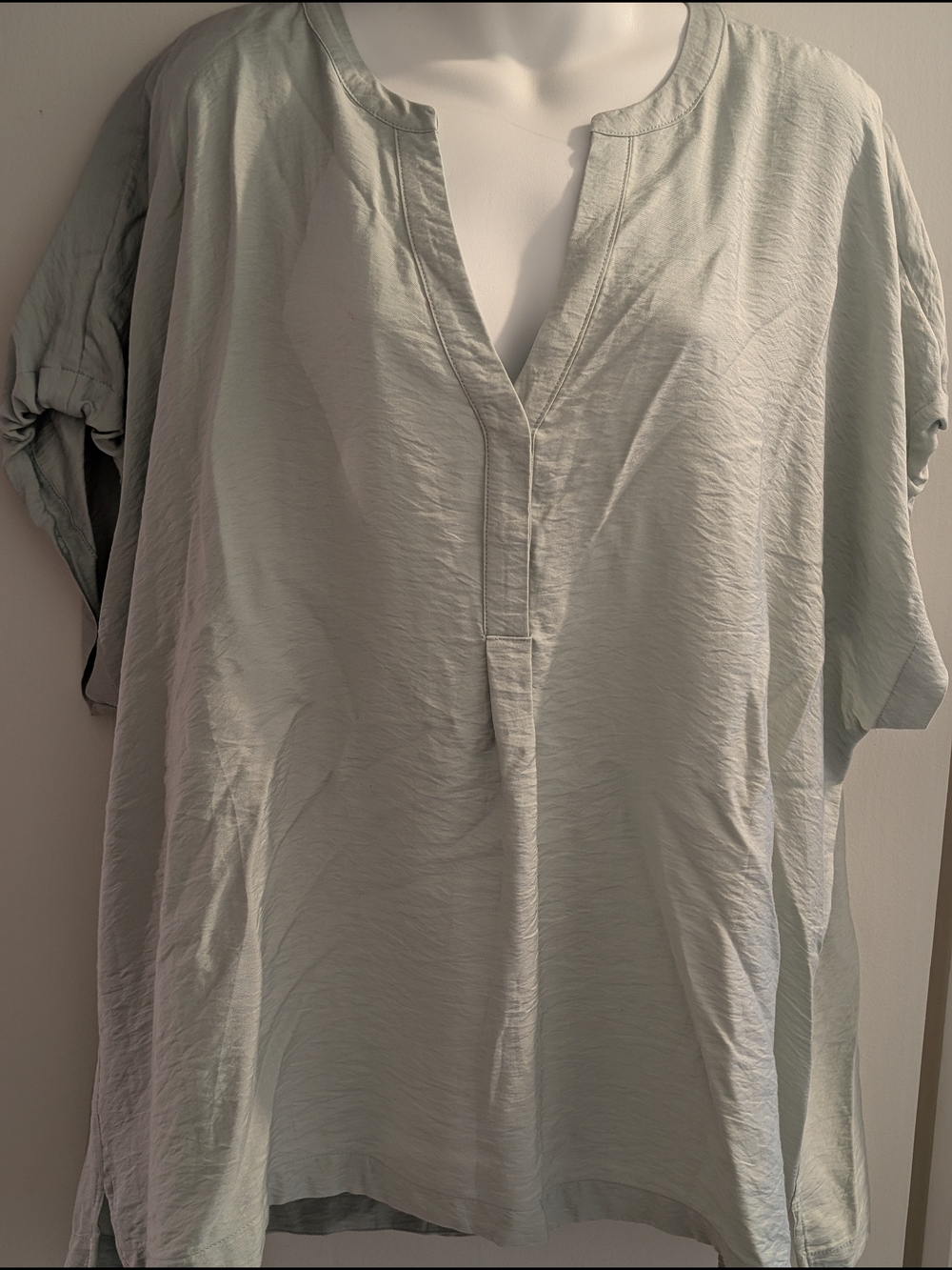Light Sage Split-Neck Women's Tunic Top Xxl